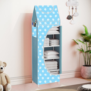 spirited baby 6 shelve unbreakable material carbon steel collapsible wardrobe finish color - baby paw cover print diydo-it-yourself