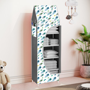 spirited baby 6 shelve unbreakable material carbon steel collapsible wardrobe finish color - peacock feather cover print diydo-it-yourself
