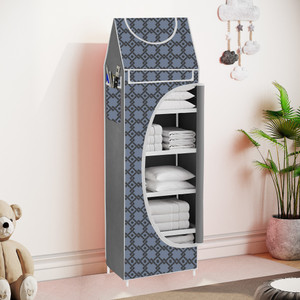 spirited baby 6 shelve unbreakable material carbon steel collapsible wardrobe finish color - curtsins cover print diydo-it-yourself