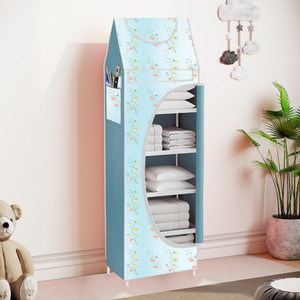 spirited baby 6 shelve unbreakable material carbon steel collapsible wardrobe finish color - soft lily flower cover print diydo-it-yourself