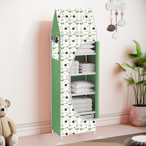 spirited baby 6 shelve unbreakable material carbon steel collapsible wardrobe finish color - butterfly cover print diydo-it-yourself
