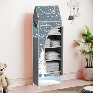spirited baby 6 shelve unbreakable material carbon steel collapsible wardrobe finish color - felling snow cover print diydo-it-yourself