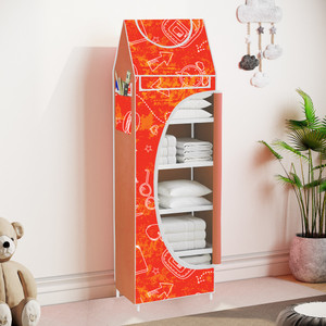 spirited baby 6 shelve unbreakable material carbon steel collapsible wardrobe finish color - school pattern cover print diydo-it-yourself