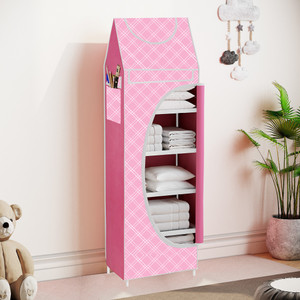 spirited baby 6 shelve unbreakable material carbon steel collapsible wardrobe finish color - stars pattern cover print diydo-it-yourself