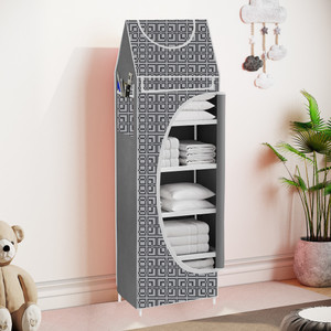 spirited baby 6 shelve unbreakable material carbon steel collapsible wardrobe finish color - cabinet cover print diydo-it-yourself