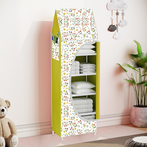 spirited baby 6 shelve unbreakable material carbon steel collapsible wardrobe finish color - warm flower cover print diydo-it-yourself
