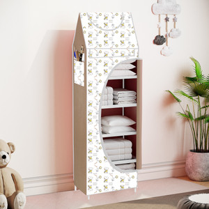 spirited baby 6 shelve unbreakable material carbon steel collapsible wardrobe finish color - dog cover print diydo-it-yourself
