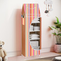 SPIRITED Baby 6 Shelve Unbreakable Material Carbon Steel Collapsible Wardrobe (Finish Color - Orange Strip Cover Print, DIY(Do-It-Yourself))