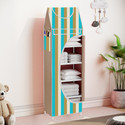 SPIRITED Baby 6 Shelve Unbreakable Material Carbon Steel Collapsible Wardrobe (Finish Color - Beige Strip Cover Print, DIY(Do-It-Yourself))