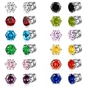 Spiritlele 12 Pairs Colors Cubic Zirconia Magnetic Earrings Clip on Non Piercing Earrings Set Unisex (Six Prong Cytal)