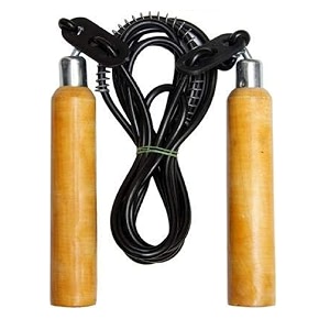 spiro jumpingskipping rope with comfortable wooden handle for weight reducingwarm-upgymsports amp fitness color- black