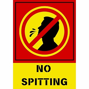 no spitting sign board sticker 29 x 20 cm  peel amp stick or screw fix  pre-made holes  waterproof surface  for office shop hospital school amp public places  pack of 1 no spitting a4 - medium - 1 piece