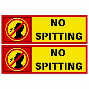 No Spitting Sign Sticker Board 20.5 x