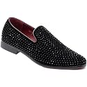 SPK26 Men's Vintage Velvet Rhinestone Designer Dress Loafers Slip On Shoes Classic Tuxedo Dress Shoes