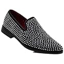 SPK26 Men's Vintage Velvet Rhinestone Designer Dress Loafers Slip On Shoes Classic Tuxedo Dress Shoes