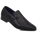 SPK26 Men's Vintage Velvet Rhinestone Designer Dress Loafers Slip On Shoes Classic Tuxedo Dress Shoes