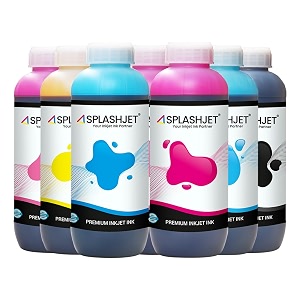 splashjet t673 compatible refill ink for epson l800 l805 l810 l850 l1800 printer cmybklclm - 1 kg x 6 color set bottle - 501697