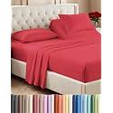 Flex Top Split Head King 4 Piece Sheet Set - Ultra-Soft, Breathable - Red