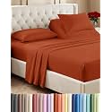 Flex Top Split Head King 4 Piece Sheet Set - Soft &amp; Breathable - Terracotta