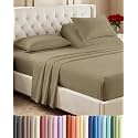 Flex Top Split Head King 4 Piece Sheet Set - Ultra-Soft, Breathable - Khaki