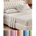 Flex Top Split Head King 4 Piece Sheet Set - Soft &amp; Cooling - Beige Stripes