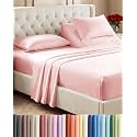Flex Top Split Head King 4 Piece Sheet Set - Soft &amp; Breathable - Baby Pink