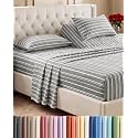 Flex Top Split Head King 4 Piece Sheet Set - Soft &amp; Cooling - Grey Stripes