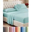 Flex Top Split Head King 4 Piece Sheet Set - Soft &amp; Breathable - Spa Blue