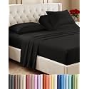 Flex Top Split Head King 4 Piece Sheet Set - Ultra-Soft, Breathable - Black