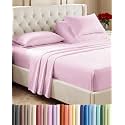 Flex Top Split Head King 4 Piece Sheet Set - Soft &amp; Breathable - Light Pink
