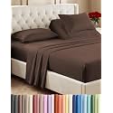 Flex Top Split Head King 4 Piece Sheet Set - Ultra-Soft, Breathable - Brown