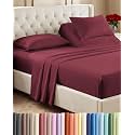 Flex Top Split Head King 4 Piece Sheet Set - Soft &amp; Breathable - Burgundy