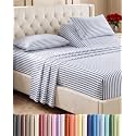 Flex Top Split Head King 4 Piece Sheet Set - Soft &amp; Cooling - Blue Stripes