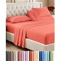 Flex Top Split Head King 4 Piece Sheet Set - Ultra-Soft, Breathable - Coral