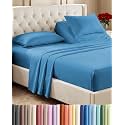 Flex Top Split Head King 4 Piece Sheet Set - Soft &amp; Breathable - Denim Blue