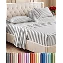 Flex Top Split Head King 4 Piece Sheet Set - Soft &amp; Cooling - Grey Stripes