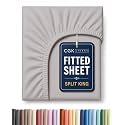 Split King Fitted Sheet - Single Fitted Sheet Only - Cooling - Light Grey