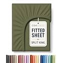 Split King Fitted Sheet - Single Fitted Sheet Only - Cooling - Sage Green