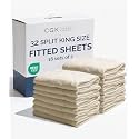 Split King Fitted Sheet - Single Fitted Sheet Only - Deep Pockets - Cream