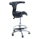 Split Seat Ergonomic Saddle Chair with Back Support, Medical Rolling Chair for Dental Office Home - 60-86cm Height, Two Tilting Options(50-64cm (19 3/4"-25 1/4") Height)