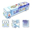 Metal Bus Pencil Box - School Bus Pencil Case for Kids, Pencil Box with Sharpener and Moving Wheels (Blue Bus Pencil Box) PB39