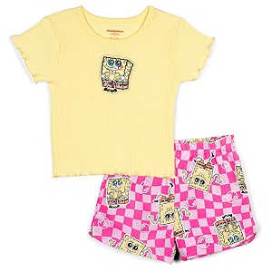 SPONGEBOB SQUAREPANTS Girls Ribbed T-Shirt and French