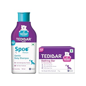 spoo no-tear formula baby shampoo 125ml from tedibar family  tedibar moisturising baby bathing bar 75g - by torrent pharma