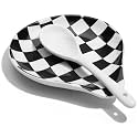 Spoon Rest for Stove Top, Ceramic Spoon Holder for Kitchen，Black & White