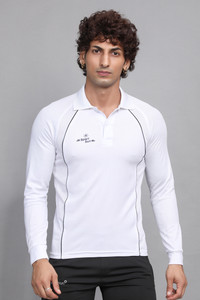 Sport Sun Solid Men Polo Neck White
