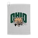 Sport Your Gear Ohio Bobcats Golf Bag Towel - Officially Licensed - Athletic Logo - Ultra-Absorbent, Grommet Attachment, Keeps Clubs &amp; Hands Dry