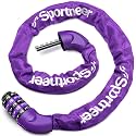 Sportneer Bike Lock: 5 Digit Combination High Security Anti Theft Bike Chain Lock - 3.2/3.6/4ft Heavy Duty Keyless Bicycle Lock for Bike, Motorcycle, Scooter, Door & Gate - 4/6mm Thick, Easy to Use