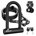 Sportneer Bike Lock: Heavy Duty Anti Theft Bike U Lock with 5ft Security Steel Cable - 17mm Shackle Bicycle U-Locks with 2 Keys & Mounting Bracket for Road Mountain Bike, Size 7.76''x5.02'', 1.64lb