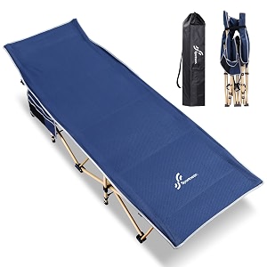 sportneer camping cot cot folding bed no assembly required load capacity 4401 lbs 200 kg 740 x 280 inches 188 x 71 cm camping bed outdoor bed foldable lightweight waterproof breathable picnic with pockets on both sides storage bag navy blue