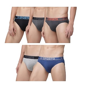 sporto Mens Solid Cotton Brief with Soft
